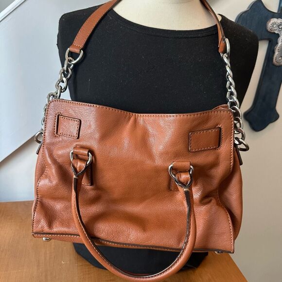 Michael Kors Tan Satchel with Silver Lock and Structured Design - Picture 7 of 12